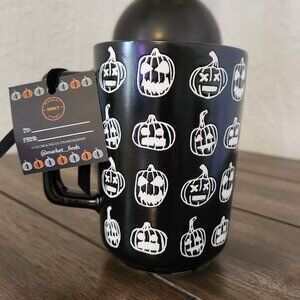 ✨️HP✨️ Market Finds Black Mug w/ Spooky Pumpkins- 16 oz.